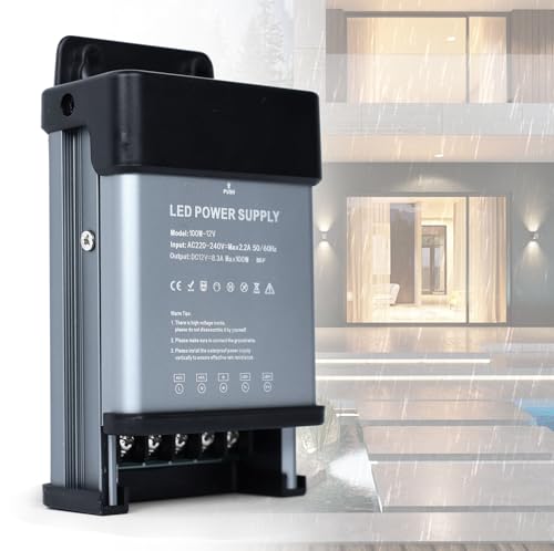 YOODI 12V Netzteil LED Trafo 100W LED Transformator 230V auf 12V 8,3A Regenfest IP44 LED Driver Ultra Dünn Konstante Spannung LED Treiber Netzteil 12V Niedervolttrafo für LED Lampen, LED Strips YOODI 12V Netzteil LED Trafo 100W LED Transformator 230V auf 12V 8,3A Regenfest IP44 LED Driver Ultra Dünn Konstante Spannung LED Treiber Netzteil 12V Niedervolttrafo für LED Lampen, LED Strips von YOODI