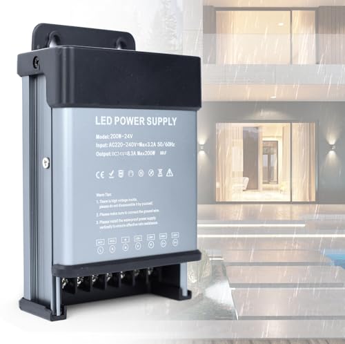 YOODI 24V Netzteil LED Trafo 200W Regenfest IP44 LED Transformator 230V auf 24V LED Driver Power Supply 8,3A LED Treiber Netzteil 24V Ultra Dünn Niedervolttrafo für LED Lampen, LED Streifen YOODI 24V Netzteil LED Trafo 200W Regenfest IP44 LED Transformator 230V auf 24V LED Driver Power Supply 8,3A LED Treiber Netzteil 24V Ultra Dünn Niedervolttrafo für LED Lampen, LED Streifen von YOODI