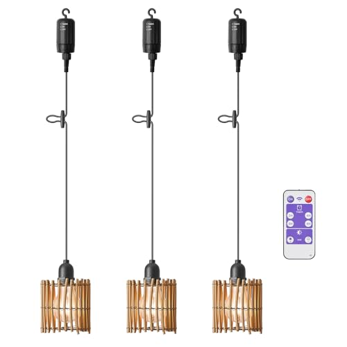 YOODI 3x Rattan Hängelampe mit Batterie Wasserdicht Outdoor Akku Hängeleuchte Dimmbar Fernbedienung Pendelleuchte Timer Boho Lampe Batteriebetrieben Ohne Strom Für Garten Esstisch Camping Deko YOODI 3x Rattan Hängelampe mit Batterie Wasserdicht Outdoor Akku Hängeleuchte Dimmbar Fernbedienung Pendelleuchte Timer Boho Lampe Batteriebetrieben Ohne Strom Für Garten Esstisch Camping Deko von YOODI