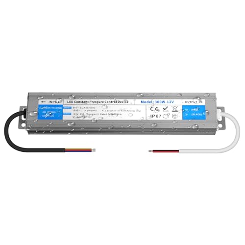YOODI LED Driver 12V 300W 25A Netzteil IP67 Wasserdicht Transformator AC 230V auf DC 12V Aussenbereich Trafo Konstantspannung Treiber für LED Streifen Lampen Indoor Outdoor von YOODI
