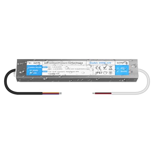 YOODI LED Transformator 12V 200W 16,6A IP67 Wasserdicht Trafo AC 230V auf DC 12V Netzteil Schnelle Wärmeableitung LED Driver Treiber Aussenbereich für Streifen Lampen Gartenleuchten Außen YOODI LED Transformator 12V 200W 16,6A IP67 Wasserdicht Trafo AC 230V auf DC 12V Netzteil Schnelle Wärmeableitung LED Driver Treiber Aussenbereich für Streifen Lampen Gartenleuchten Außen von YOODI