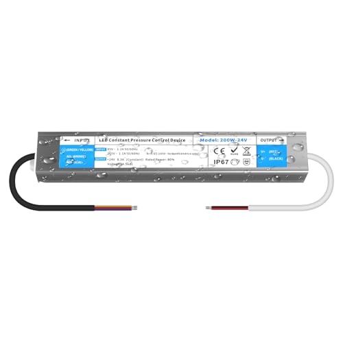YOODI LED Transformator 24V 200W 8,3A IP67 Wasserdicht Trafo AC 230V auf DC 24V Netzteil Schnelle Wärmeableitung Driver Treiber Aussenbereich für LED Streifen Lampen Gartenleuchten Außen YOODI LED Transformator 24V 200W 8,3A IP67 Wasserdicht Trafo AC 230V auf DC 24V Netzteil Schnelle Wärmeableitung Driver Treiber Aussenbereich für LED Streifen Lampen Gartenleuchten Außen von YOODI