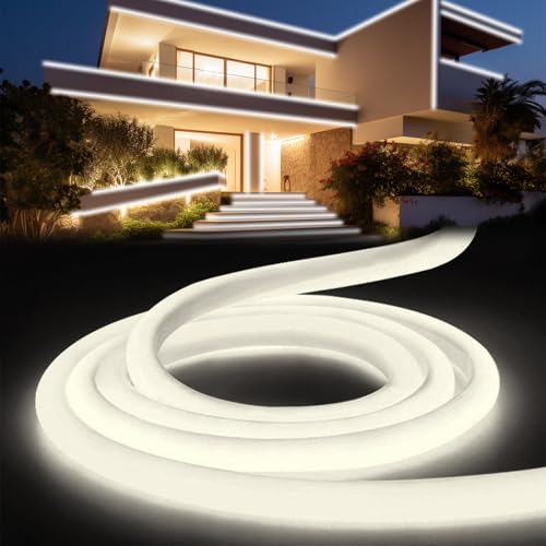 YOODI Neon LED Strip Kaltweiß 2m, Led Lichtband für Außenbereich IP65 Wasserdicht, Schneidbare Rundes Rohr Flexibel Outdoor LED Streifen 230V für Haus, Zimmer, Garten, Party, Inklusive Netzteil YOODI Neon LED Strip Kaltweiß 2m, Led Lichtband für Außenbereich IP65 Wasserdicht, Schneidbare Rundes Rohr Flexibel Outdoor LED Streifen 230V für Haus, Zimmer, Garten, Party, Inklusive Netzteil von YOODI