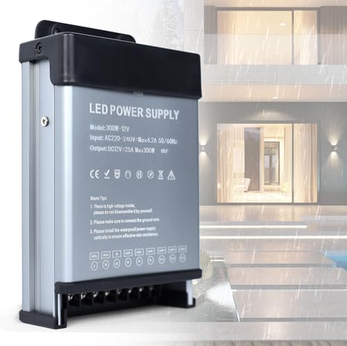 YOODI 300W Netzteil 12V LED Transformator 230V auf 12V 25A Trafo Regenfest IP44 LED Driver Power Supply Ultra Dünn Treiber Schaltnetzteil Niedervolttrafo für Streifen Lampen Strips Light Außen YOODI 300W Netzteil 12V LED Transformator 230V auf 12V 25A Trafo Regenfest IP44 LED Driver Power Supply Ultra Dünn Treiber Schaltnetzteil Niedervolttrafo für Streifen Lampen Strips Light Außen von YOODI