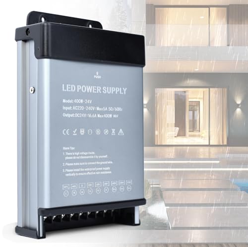 YOODI Netzteil 24V LED Trafo 400W LED Transformator 230V auf 24V 16,6A Regenfest IP44 LED Driver Power Supply Ultra Dünn LED Treiber Schaltnetzteil 24V Niedervolttrafo für LED Lampen, LED Strips YOODI Netzteil 24V LED Trafo 400W LED Transformator 230V auf 24V 16,6A Regenfest IP44 LED Driver Power Supply Ultra Dünn LED Treiber Schaltnetzteil 24V Niedervolttrafo für LED Lampen, LED Strips von YOODI