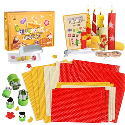 YOOHBERRYS Bienenwachsplatten für Kerzen (Rot Gelb Weiß-18PCS) von YOOHBERRYS