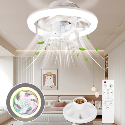 YOOHBERRYS Deckenventilator mit Beleuchtung, RGB Ventilator mit Lampenfassung E27, LED Deckenventilatoren Dimmbar, Lampe mit Ventilator Leise, 360° Rotation,16 Farbtemperatur, Timer und 3 Windstufen YOOHBERRYS Deckenventilator mit Beleuchtung, RGB Ventilator mit Lampenfassung E27, LED Deckenventilatoren Dimmbar, Lampe mit Ventilator Leise, 360° Rotation,16 Farbtemperatur, Timer und 3 Windstufen von YOOHBERRYS