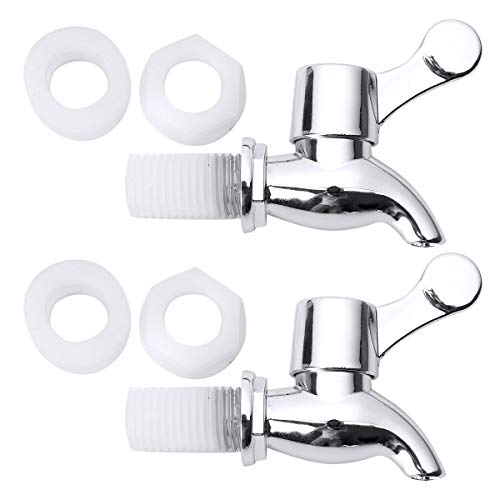 YOOJIA 2 Stück Kunststoff Zapfhahn Auslaufhahn Getränkespender Bierfass Weinfass Saftspender Ersatz Wasserhahn (17mm) A Silber A 17mm von YOOJIA
