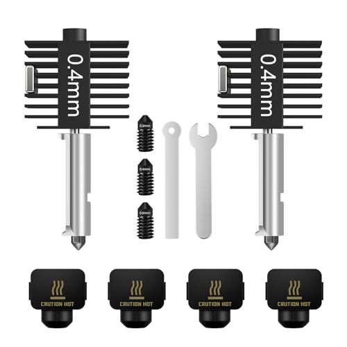 YOOPAI Hotend-Kit für Bambu Lab A1/A1 mini, verbesserte 0,4-mm-Düse aus gehärtetem Stahl mit 4 Silikon-Abdeckungen und 3 Ersatzdüsen (0,2/0,4/0,6 mm) – 2 Stück von YOOPAI