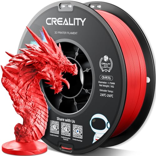 Creality PETG Filament 1.75mm, Hohe Präzision, Starke Zähigkeit, Geruchlos, Besserer Fluss, 1kg 3D Drucker Filament, 1.75mm Maßgenauigkeit +/- 0.02mm, PETG Rot von YOOPAI