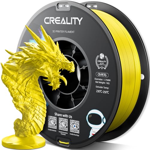 Creality PETG Filament 1.75mm, Hohe Präzision, Starke Zähigkeit, Geruchlos, Besserer Fluss, 1kg 3D Drucker Filament, 1.75mm Maßgenauigkeit +/- 0.03mm, PETG Gelb von YOOPAI