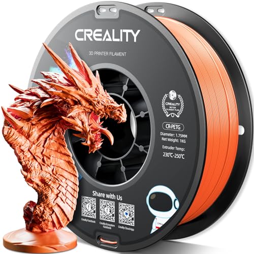 Creality PETG Filament 1.75mm, Hohe Präzision, Starke Zähigkeit, Geruchlos, Besserer Fluss, 1kg 3D Drucker Filament, 1.75mm Maßgenauigkeit +/- 0.03mm, PETG Orange von YOOPAI