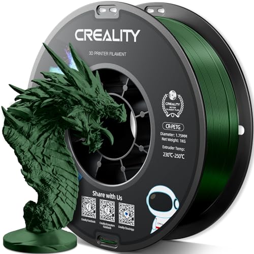 Creality PETG Filament 1.75mm, Hohe Präzision, Starke Zähigkeit, Geruchlos, Besserer Fluss, 1kg 3D Drucker Filament, 1.75mm Maßgenauigkeit +/- 0.03mm, PETG Armeegrün von YOOPAI