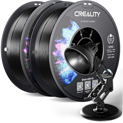 Creality PETG Filament 1.75mm, Hohe Präzision, Starke Zähigkeit, Geruchlos, Besserer Fluss, 2kg 3D Drucker Filament, 1.75mm Maßgenauigkeit +/- 0.03mm, PETG Schwarz 2 Stück von YOOPAI