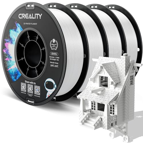 Creality PETG Filament 1.75mm, Hohe Präzision, Starke Zähigkeit, Geruchlos, Besserer Fluss, 2kg 3D Drucker Filament, 1.75mm Maßgenauigkeit +/- 0.03mm, PETG Weiß 4 Stück von YOOPAI