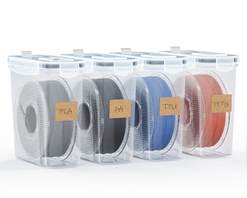 YOOPAI Filament Aufbewahrungsbox - 4 Pack Filament Container für 3D Druck Filament Versiegelung und Schutz - Tragbare Aufbewahrung mit Trockenmittel&Etiketten, wasser- und staubdicht 4.0L von YOOPAI