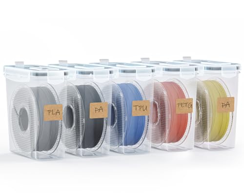 YOOPAI Filament Aufbewahrungsbox - 5 Pack Filament Container für 3D Druck Filament Versiegelung und Schutz - Tragbare Aufbewahrung mit Trockenmittel&Etiketten, wasser- und staubdicht 4.0L von YOOPAI