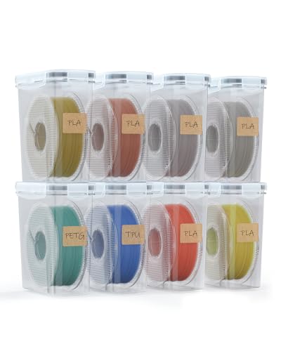 YOOPAI Filament Aufbewahrungsbox - 8 Pack Filament Container für 3D Druck Filament Versiegelung und Schutz - Tragbare Aufbewahrung mit Trockenmittel&Etiketten, wasser- und staubdicht 4.0L von YOOPAI