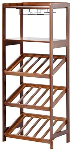 YOOPKA Weinregal Flaschenregal Modernes Bambus-Weinregal Mit Regal Home Bar Weinhalter Kreativer Weinaufbewahrungsständer Heimdekoration (Color : A- with Cup Holder) von YOOPKA