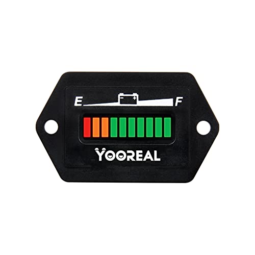 Yooreal 12/24 V Blei-Säure-Batteriemessgerät, Batterieverbrauchsanzeige, geeignet für Golfwagen, Reiseanhänger, Gabelstapler, Schrubbmaschine, E-Bike von YOOREAL