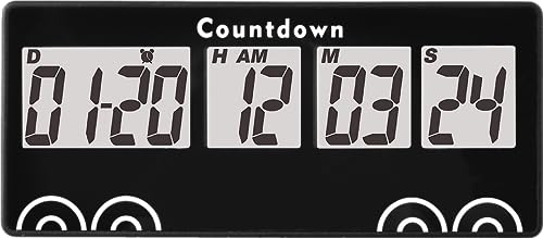 Yooreal Digital 9999 Tage Countdown Tage Timer Uhr, Ruhestand Countdown Timer, Magnet Design, Lauter Alarm, Tracks Hochzeit Urlaub Arbeiten Kochen Babygeburt (Schwarz) von YOOREAL