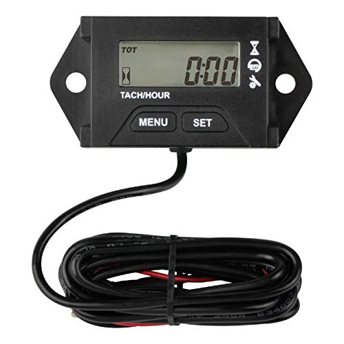 Yooreal Digitaler Wartungsstundenzähler Drehzahlmesser für 2- oder 4-Takt-Kleinbenzinmotor-Rasentraktor-Generator-Kettensägen-Motorrad-Paramotor-Außenbordmotoren von YOOREAL