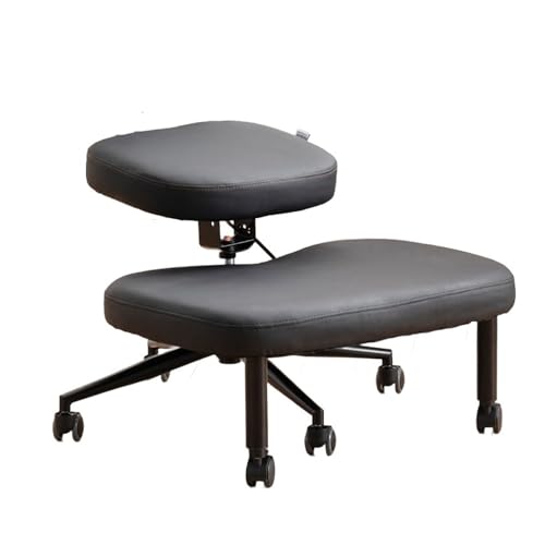 Ergonomic Cross Legged Chair with Wheels, Kneeling Chair for Home and Office, Adjustable Stool with Angled Seat, Black Ergonomic Cross Legged Chair with Wheels, Kneeling Chair for Home and Office, Adjustable Stool with Angled Seat, Black von YOOTMEEN