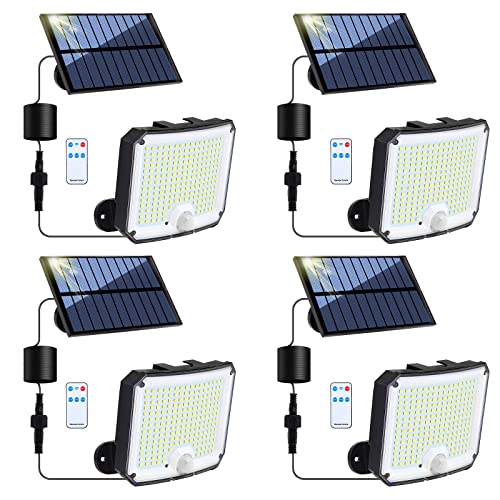 YOOULIT Solarlampen für Außen Bewegungsmelder Aussen, 208LED Solarleuchte mit Fernbedienung,3 Modi LED Solarstrahler,180° Beleuchtungswinkel IP65 Wasserdicht,Garten Solar Wandleuchte mit 5M Kabel von YOOULIT