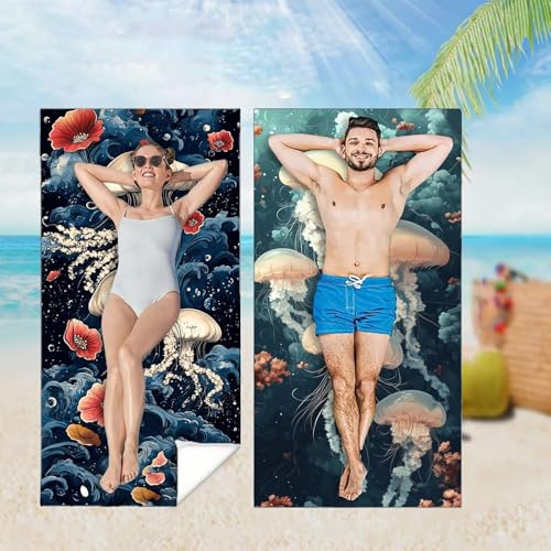 Strandtuch 2er Set 220x100 cm Mikrofaser Handtuch XXL Strandhandtuch Zubehör, Blau Microfaser Handtücher Leicht und Schnelltrocknend, für Damen Herren Reise Urlaub Schwimmen Camping,Qualle M-4128 Strandtuch 2er Set 220x100 cm Mikrofaser Handtuch XXL Strandhandtuch Zubehör, Blau Microfaser Handtücher Leicht und Schnelltrocknend, für Damen Herren Reise Urlaub Schwimmen Camping,Qualle M-4128 von YOOYLLCY