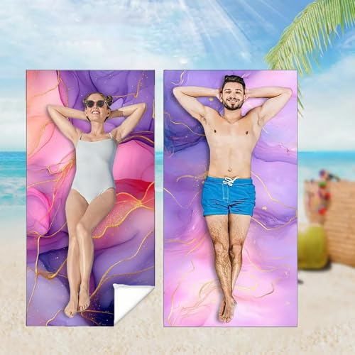 Strandtuch 2er Set 220x100 cm Mikrofaser Handtuch XXL Strandhandtuch Zubehör, Lila Microfaser Handtücher Leicht und Schnelltrocknend, für Damen Herren Reise Urlaub Schwimmen Camping,Marmor M-4608 Strandtuch 2er Set 220x100 cm Mikrofaser Handtuch XXL Strandhandtuch Zubehör, Lila Microfaser Handtücher Leicht und Schnelltrocknend, für Damen Herren Reise Urlaub Schwimmen Camping,Marmor M-4608 von YOOYLLCY