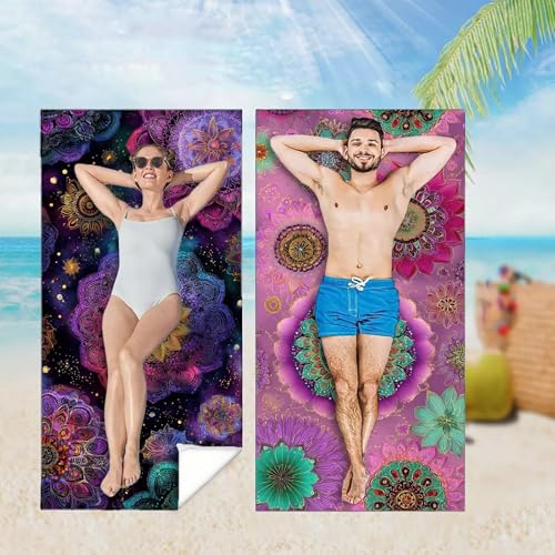 Strandtuch 2er Set 220x100 cm Mikrofaser Handtuch XXL Strandhandtuch Zubehör, Mandala Microfaser Handtücher Leicht und Schnelltrocknend, für Damen Herren Reise Urlaub Schwimmen Camping,Lila M-4080 Strandtuch 2er Set 220x100 cm Mikrofaser Handtuch XXL Strandhandtuch Zubehör, Mandala Microfaser Handtücher Leicht und Schnelltrocknend, für Damen Herren Reise Urlaub Schwimmen Camping,Lila M-4080 von YOOYLLCY
