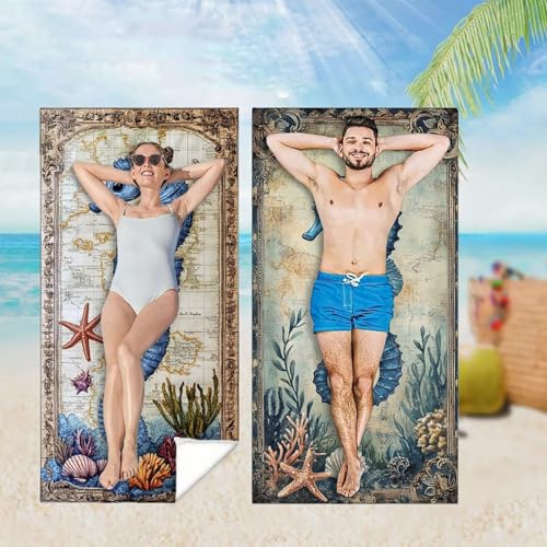 Strandtuch 2er Set 220x100 cm Mikrofaser Handtuch XXL Strandhandtuch Zubehör, Ozean Microfaser Handtücher Leicht und Schnelltrocknend, für Damen Herren Reise Urlaub Schwimmen,Seepferdchen M-4296 Strandtuch 2er Set 220x100 cm Mikrofaser Handtuch XXL Strandhandtuch Zubehör, Ozean Microfaser Handtücher Leicht und Schnelltrocknend, für Damen Herren Reise Urlaub Schwimmen,Seepferdchen M-4296 von YOOYLLCY