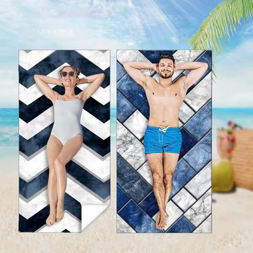 Strandtuch 2er Set 70x140 cm Mikrofaser Handtuch XXL Strandhandtuch Zubehör, Blau Microfaser Handtücher Leicht und Schnelltrocknend, für Damen Herren Reise Urlaub Schwimmen Camping,Streifen M-4154 Strandtuch 2er Set 70x140 cm Mikrofaser Handtuch XXL Strandhandtuch Zubehör, Blau Microfaser Handtücher Leicht und Schnelltrocknend, für Damen Herren Reise Urlaub Schwimmen Camping,Streifen M-4154 von YOOYLLCY