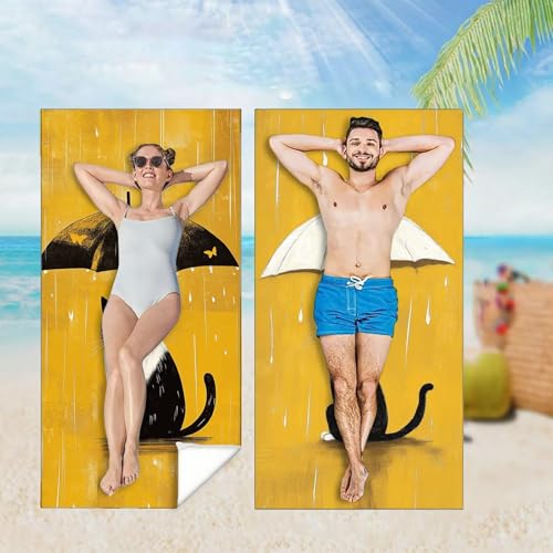 Strandtuch 2er Set 80x160 cm Mikrofaser Handtuch XXL Strandhandtuch Zubehör, Gelb Microfaser Handtücher Leicht und Schnelltrocknend, Ultra Saugfähig für Damen Herren Reise Urlaub Camping,Katze M-4576 Strandtuch 2er Set 80x160 cm Mikrofaser Handtuch XXL Strandhandtuch Zubehör, Gelb Microfaser Handtücher Leicht und Schnelltrocknend, Ultra Saugfähig für Damen Herren Reise Urlaub Camping,Katze M-4576 von YOOYLLCY