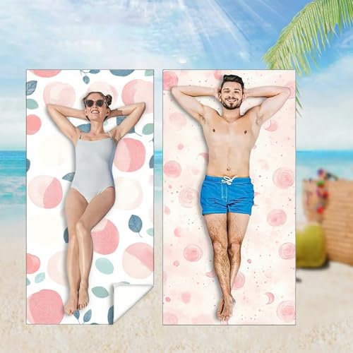 Strandtuch 2er Set 80x160 cm Mikrofaser Handtuch XXL Strandhandtuch Zubehör, Rosa Microfaser Handtücher Leicht und Schnelltrocknend, für Damen Herren Reise Urlaub Schwimmen Camping,Anlage M-4660 von YOOYLLCY