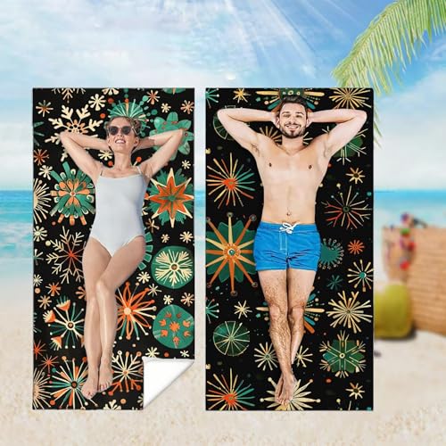 Strandtuch 2er Set 90x160 cm Mikrofaser Handtuch XXL Strandhandtuch Zubehör, Mandala Microfaser Handtücher Leicht und Schnelltrocknend, für Damen Herren Reise Urlaub Schwimmen Camping,Grün M-4050 von YOOYLLCY