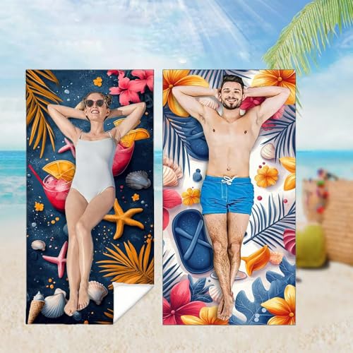 Strandtuch 2er Set 90x160 cm Mikrofaser Handtuch XXL Strandhandtuch Zubehör, Sommer Microfaser Handtücher Leicht und Schnelltrocknend, für Damen Herren Reise Urlaub Schwimmen Camping,Hülse M-4194 von YOOYLLCY
