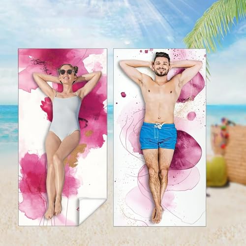 Strandtuch 2er Set 90x200 cm Mikrofaser Handtuch XXL Strandhandtuch Zubehör, Lila Microfaser Handtücher Leicht und Schnelltrocknend, für Damen Herren Reise Urlaub Schwimmen Camping,Abstrakt M-4616 von YOOYLLCY