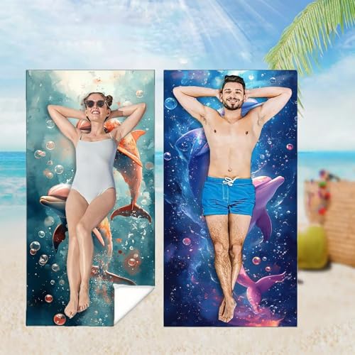 Strandtuch XXL 2er Set 100x150 cm, Schnelltrocknendes Mikrofaser Handtuch, Delphin Saunahandtuch Badetuch Tier Microfaser Handtücher Kompakt und Sandfest, Schnelltrocknend Hamamtuch Strandlaken M-4257 Strandtuch XXL 2er Set 100x150 cm, Schnelltrocknendes Mikrofaser Handtuch, Delphin Saunahandtuch Badetuch Tier Microfaser Handtücher Kompakt und Sandfest, Schnelltrocknend Hamamtuch Strandlaken M-4257 von YOOYLLCY