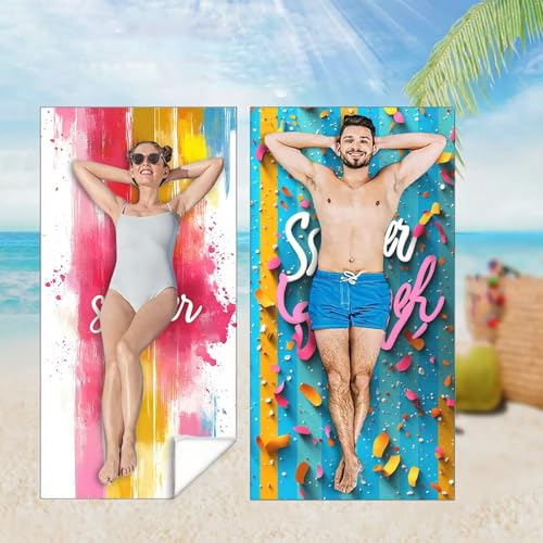 Strandtuch XXL 2er Set 100x150 cm, Schnelltrocknendes Mikrofaser Handtuch, Sommer Saunahandtuch Badetuch Farbe Microfaser Handtücher Kompakt und Sandfest, Schnelltrocknend Hamamtuch Strandlaken M-4305 Strandtuch XXL 2er Set 100x150 cm, Schnelltrocknendes Mikrofaser Handtuch, Sommer Saunahandtuch Badetuch Farbe Microfaser Handtücher Kompakt und Sandfest, Schnelltrocknend Hamamtuch Strandlaken M-4305 von YOOYLLCY