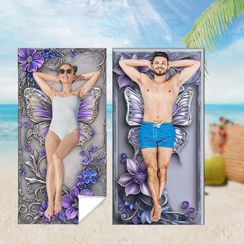 Strandtuch XXL 2er Set 100x200 cm, Groß Schnelltrocknendes Mikrofaser Handtuch, Lila Saunahandtuch Badetuch Schmetterling Microfaser Handtücher Kompakt Sandfest, Schnelltrocknend Strandlaken M-4535 Strandtuch XXL 2er Set 100x200 cm, Groß Schnelltrocknendes Mikrofaser Handtuch, Lila Saunahandtuch Badetuch Schmetterling Microfaser Handtücher Kompakt Sandfest, Schnelltrocknend Strandlaken M-4535 von YOOYLLCY