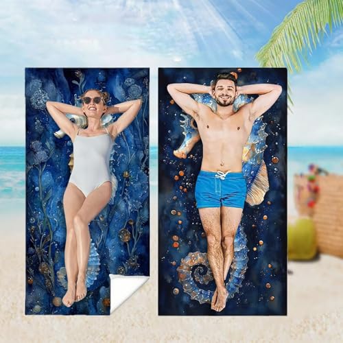 Strandtuch XXL 2er Set 100x200 cm, Groß Schnelltrocknendes Mikrofaser Handtuch, Seepferdchen Saunahandtuch Badetuch Tier Microfaser Handtücher Kompakt und Sandfest, Schnelltrocknend Strandlaken M-4379 Strandtuch XXL 2er Set 100x200 cm, Groß Schnelltrocknendes Mikrofaser Handtuch, Seepferdchen Saunahandtuch Badetuch Tier Microfaser Handtücher Kompakt und Sandfest, Schnelltrocknend Strandlaken M-4379 von YOOYLLCY
