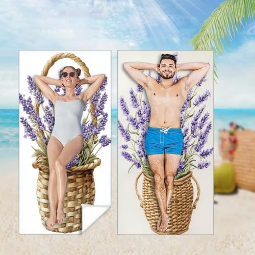 Strandtuch XXL 2er Set 75x150 cm, Groß Schnelltrocknendes Mikrofaser Handtuch, Lila Saunahandtuch Badetuch Blume Microfaser Handtücher Kompakt Sandfest, Schnelltrocknend Hamamtuch Strandlaken M-4479 von YOOYLLCY