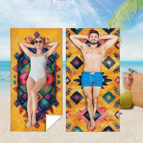 Strandtuch XXL 2er Set 75x150 cm, Schnelltrocknendes Mikrofaser Handtuch, Böhmen Saunahandtuch Badetuch Gelb Microfaser Handtücher Kompakt und Sandfest, Schnelltrocknend Hamamtuch Strandlaken M-4167 Strandtuch XXL 2er Set 75x150 cm, Schnelltrocknendes Mikrofaser Handtuch, Böhmen Saunahandtuch Badetuch Gelb Microfaser Handtücher Kompakt und Sandfest, Schnelltrocknend Hamamtuch Strandlaken M-4167 von YOOYLLCY
