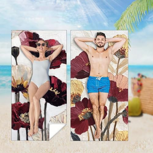 Strandtuch XXL 2er Set 80x180 cm, Groß Schnelltrocknendes Mikrofaser Handtuch, Rot Saunahandtuch Badetuch Mohn Microfaser Handtücher Kompakt und Sandfest, Schnelltrocknend Hamamtuch Strandlaken M-3965 Strandtuch XXL 2er Set 80x180 cm, Groß Schnelltrocknendes Mikrofaser Handtuch, Rot Saunahandtuch Badetuch Mohn Microfaser Handtücher Kompakt und Sandfest, Schnelltrocknend Hamamtuch Strandlaken M-3965 von YOOYLLCY