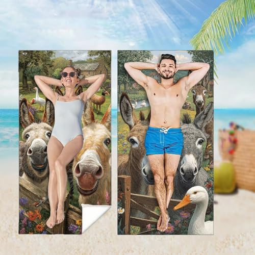 Strandtuch XXL 2er Set 80x180 cm, Groß Schnelltrocknendes Mikrofaser Handtuch, Tier Saunahandtuch Badetuch Esel Microfaser Handtücher Kompakt Sandfest, Schnelltrocknend Hamamtuch Strandlaken M-3881 Strandtuch XXL 2er Set 80x180 cm, Groß Schnelltrocknendes Mikrofaser Handtuch, Tier Saunahandtuch Badetuch Esel Microfaser Handtücher Kompakt Sandfest, Schnelltrocknend Hamamtuch Strandlaken M-3881 von YOOYLLCY