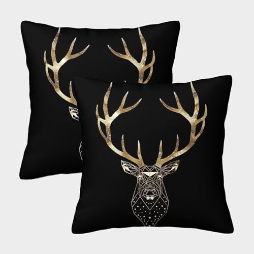 YOPDEOOCR Hirsch Kissen Bezug 2er Set Kissenbezug Dekokissen für Sofa, Couch, Schlafzimmer 45x45cm von YOPDEOOCR
