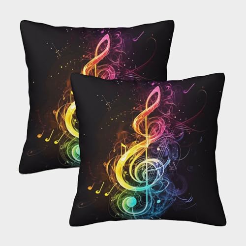 YOPDEOOCR Musik Note Kissenbezüge 2er Set Kissen Bezug Sofakissen für Sofa, Couch, Schlafzimmer 40x40cm von YOPDEOOCR