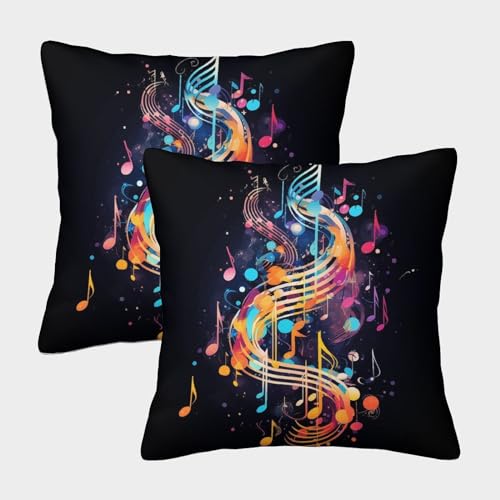 YOPDEOOCR Musik Note Kissenbezüge 2er Set Kissen Bezug Sofakissen für Sofa Couch Wohnzimmer Schlafzimmer Büro Home Decor 40x40cm von YOPDEOOCR