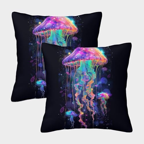 YOPDEOOCR Quallen Kopfkissenbezug 2er Set Kissen Bezug Kuschelkissen für Sofa Schlafzimmer Kissenhülle 40x40cm von YOPDEOOCR